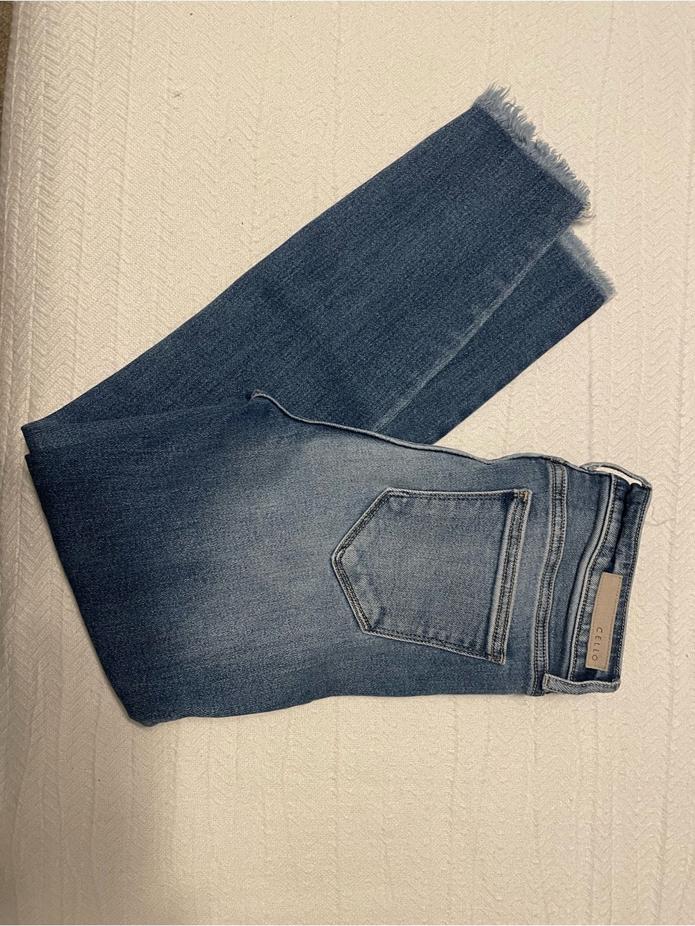 Cello Light Blue Skinny Jeans with Frayed Ankles